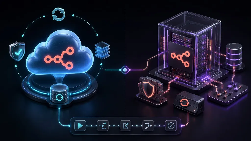 השוואה בין n8n Cloud לבין התקנה עצמית של n8n על שרת